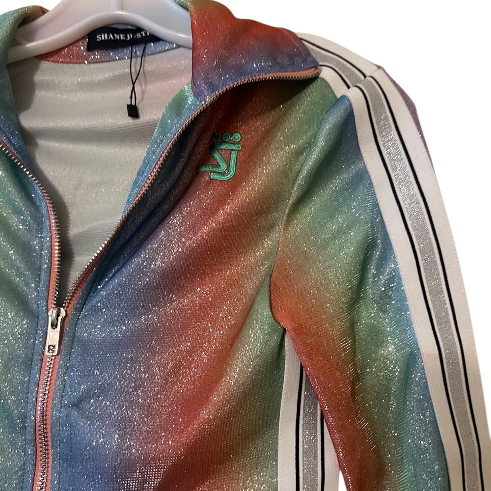 NWOT Shane Justin Glitter Rainbow Unicorn Women's Tracksuit, Size X-Small - Picture 8 of 16